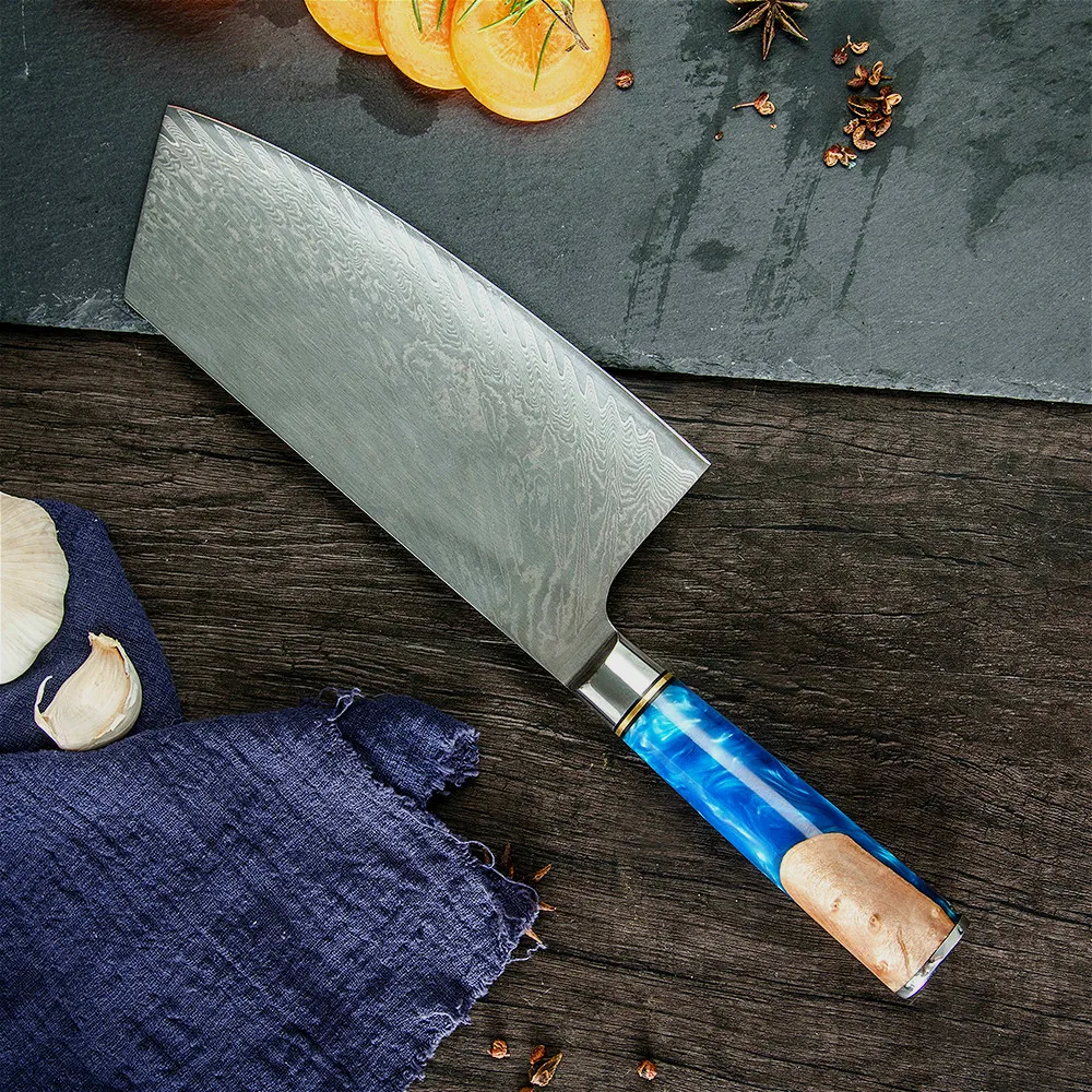 Набор ножей XYj из дамасской смолы универсальный резец шеф повара сантоку