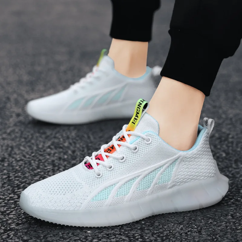 

2021 Summer Breathable Jelly Shoes Men's Trend Mesh Sports Fashion Casual Mesh Shoes Thin Running White Tide Shoes