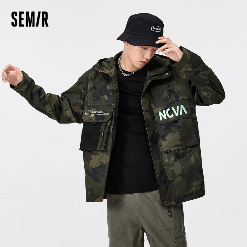 

SEMIR Hooded Jacket Men Trendy Sense Matching Letter Printing Jacket Spring Autumn New Jacket Men