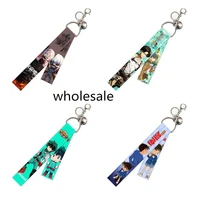 anime attack on titan tokyo ghoul detective conan key chain ribbon key ring made of very comfortable material fan gift