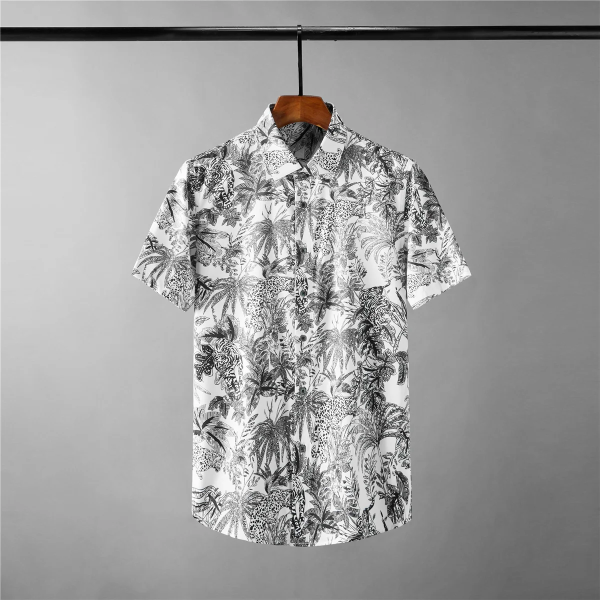 

Рубашка мужская с цифровым принтом джунглей, роскошная Короткая Повседневная Классическая, Модная приталенная, для мужчин, лето
