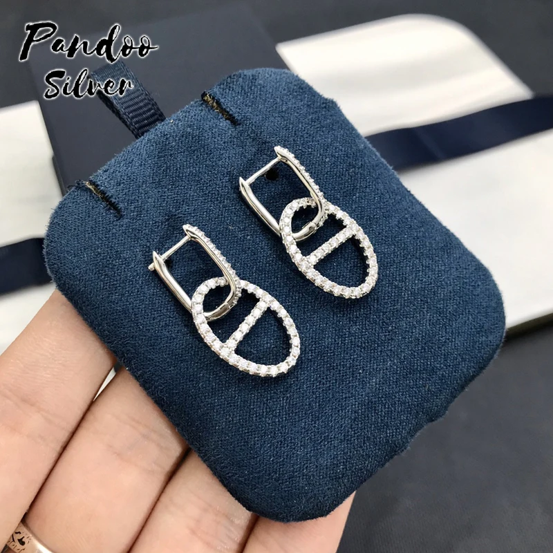 Fashion Charm Sterling Silver Original Jewelry, Navy Blue Maille Marine Earrings For Women Luxury Jewelry Gift With Logo