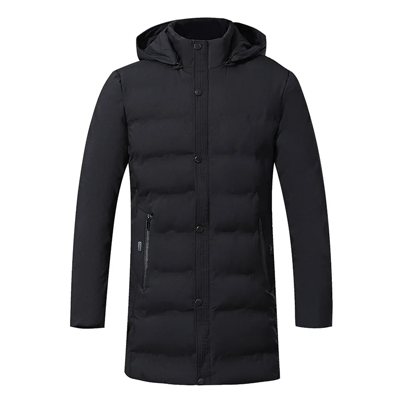 New Men's Winter Jacket High Quality Thick Winter Middle-Aged Warm Long Coat Cotton Clothes Men Parkas Large Size 5XL - Цвет: black