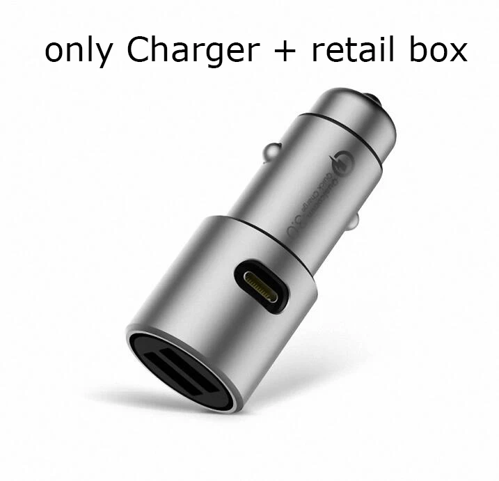 Оригинальное автомобильное зарядное устройство xiaomi QC3.0, 5 В/3 А, двойное быстрое зарядное устройство USB, 9 В/2 А, 12 В/1,5 А, автомобильное зарядное устройство mi Quick+ кабель 2A Magcle - Цвет: only Car charger