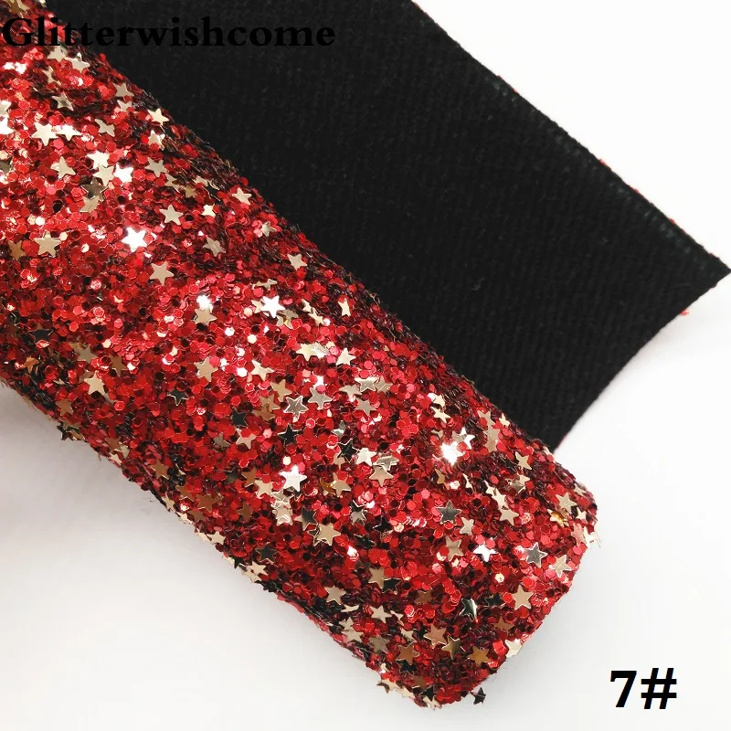 7 Glitterwishcome 21X29 см А4 Размер синтетическая кожа, плотная блестящая кожа со звездами, блестящая ткань винил для бантов, GM035A - Цвет: 7