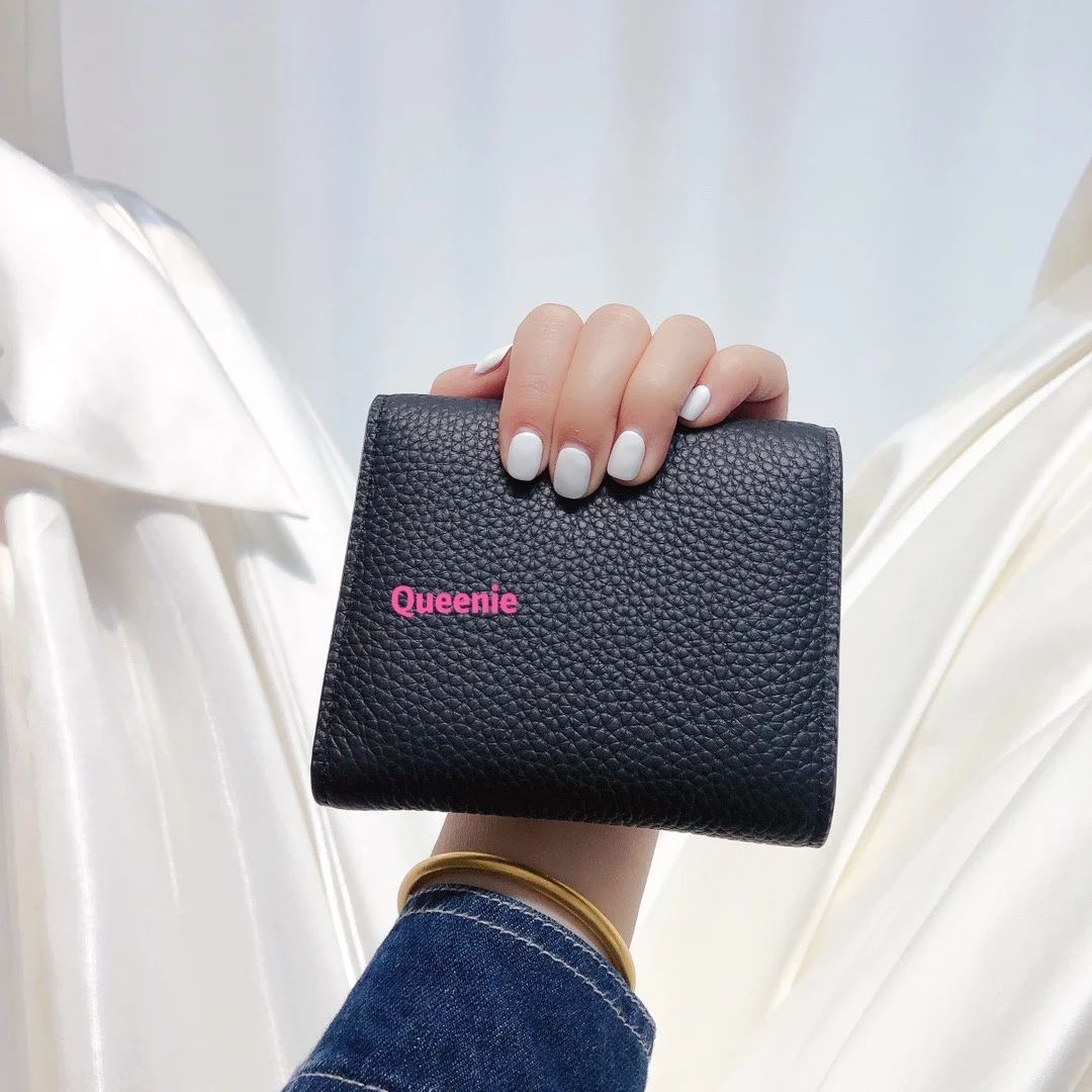 

2021 Queenie Designer Luxury High Quality 100% Genuine Leather Credit Card Holder Girls Business ID Cardholder mini Wallet