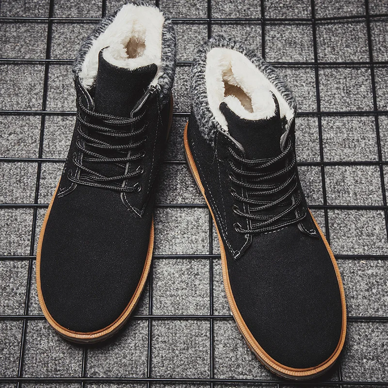 

Мужские ботинки на меху, кожаные теплые ботинки в ретро-стиле, водонепроницаемые ковбойские ботинки из плюша, Осень-зима 2019