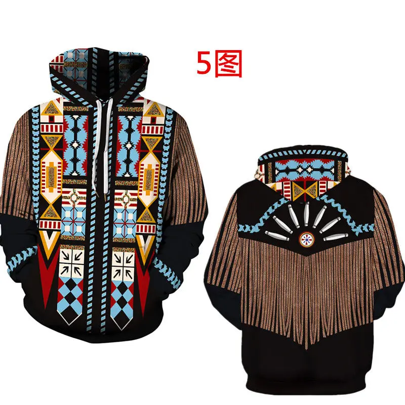 

Sweater New Indian 3D Printing Sweater Hoodie Spring Summer Middle School Boys and Girls Wolf Pattern Coat Fashion