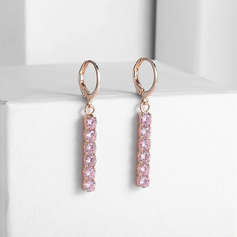 Женские Висячие серьги Davieslee из розового золота 585 пробы 6 цветов с фианитами