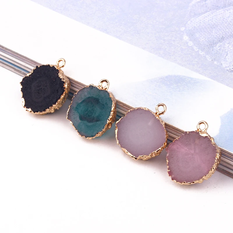 mixed color 2 шт., круглые золотые серьги, амулеты из смолы, сделай сам, подвеска, фурнитура, искусственный Агат, Ретро стиль, Bedels, ювелирные изделия ручной работы, аксессуары F736 - Окраска металла: mixed color