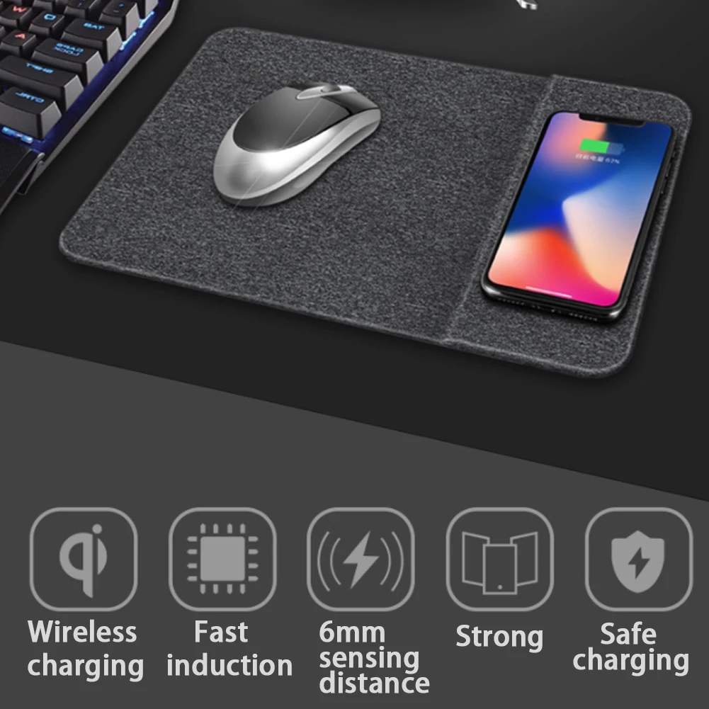 mobile phone wireless charger computer mouse pad charging mat for office desktop phone charger computer mouse pad in one free global shipping