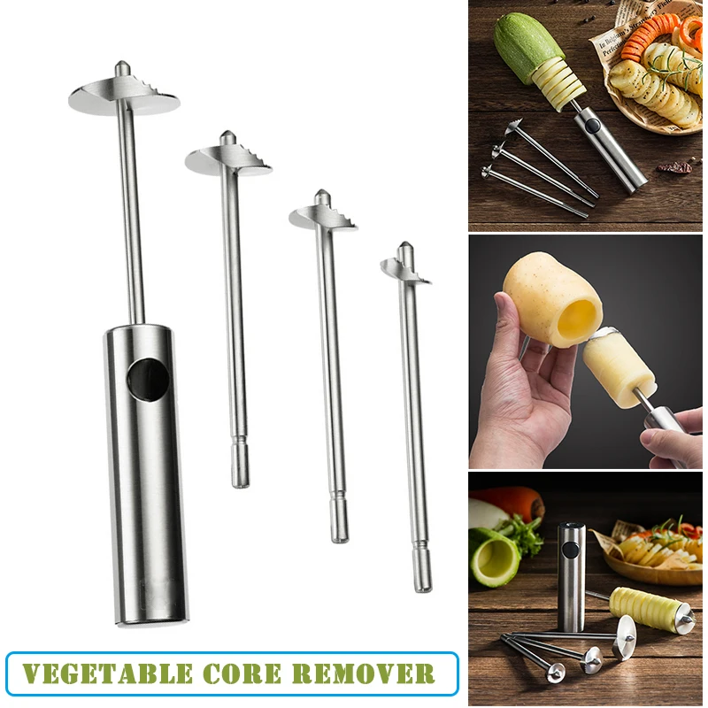 

4pcs Stainless Steel Vegetable Drill Corer and Spiralizer with Handle Set for Kitchen Tool BV789