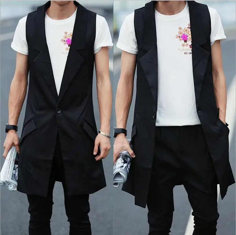 

Men Lager Size Clothing Free Shipping The New Korean Version Of Men's Fashion Casual Hairstylist Personality Suits Vest / S-2xl