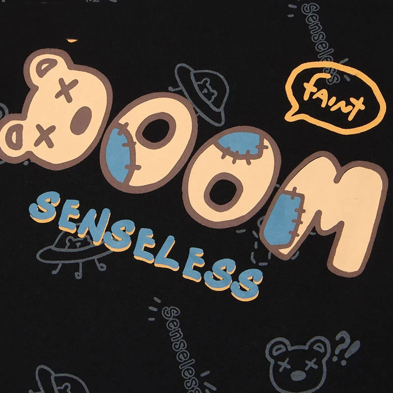 

Hip Hop Men Streetwear T Shirt Cartoon Bears Head Print Tshirts Streetwear Harajuku Fashion Cotton Loose Casual Long Sleeve Tops