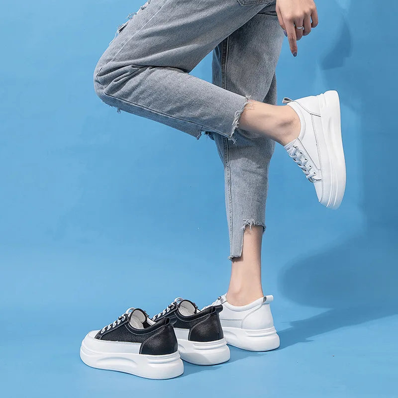 

Ladies Fashion White Mesh Breathable Sneakers Ladies Low Heel Platform Lace-up Fashion All-match White Shoes Casual Shoes 2021