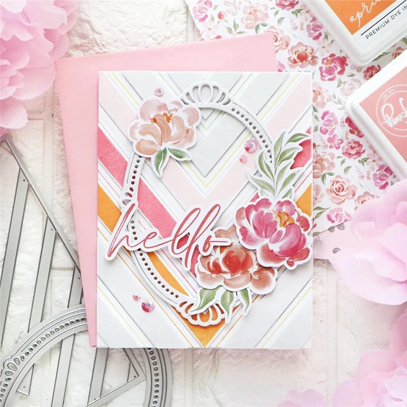 Металлический Трафаретный вырубной штамп Овальный кружево карты трафарет для