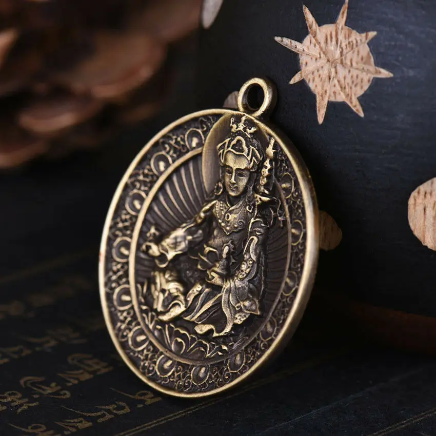 Тибетский Медный Подвесной амулет с гравировкой Padmasambhava Bodhisattva | Украшения и