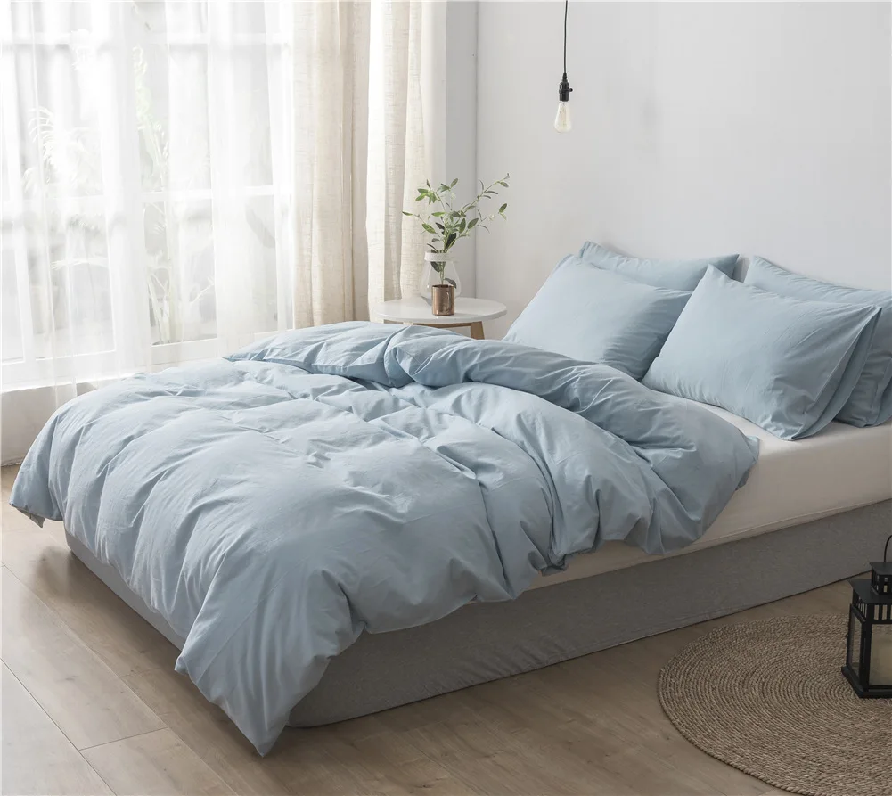 Fashion Japanese Style Comforter Bedding Set Simple Pink Blue King Queen Full Single Size Bed Linen Duvet Cover Sheet Pillowcase | Дом и сад