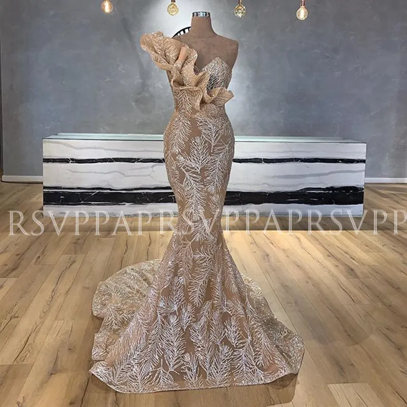 Same as pic Длинные вечерние платья Сексуальная Русалка одно плечо блестящая Арабская, Дубай настоящий образец шампанского Формальные Вечерние платья - Цвет: Same as pic
