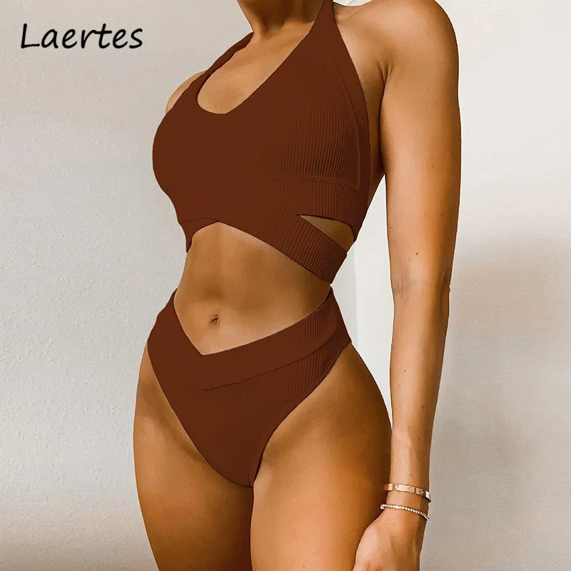 

laertes 2021 Women Set Sleeveless Halter Neck Crop Top And Bodycon Underwear Mini Summer Two Piece Sets Sexy Party Outfit Beach