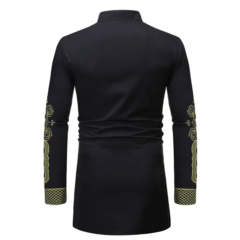 Новинка осени 2020 новые мужские рубашки с национальным принтом облегающие