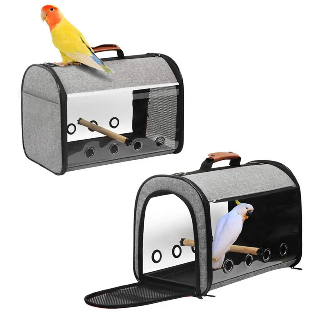 

High-Quality Bird Travel Carrier Transparent Portable Parrot Tote Backpack With Double Zipper Design Bird House Dog Bed Mat
