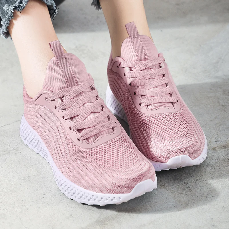 Летние мягкие Нескользящие женские кроссовки износостойкие на шнуровке