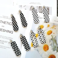 personality exaggerated acrylic geometric checkerboard earrings temperament square black and white lattice earrings