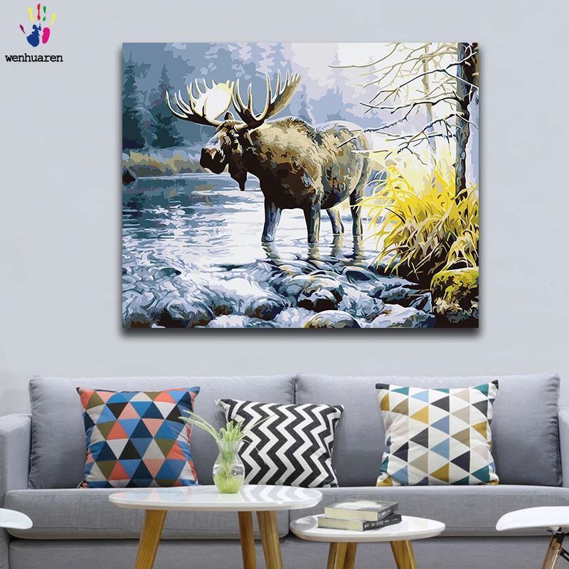 Diy краски по номерам картина живопись с комплектами крупного рогатого скота