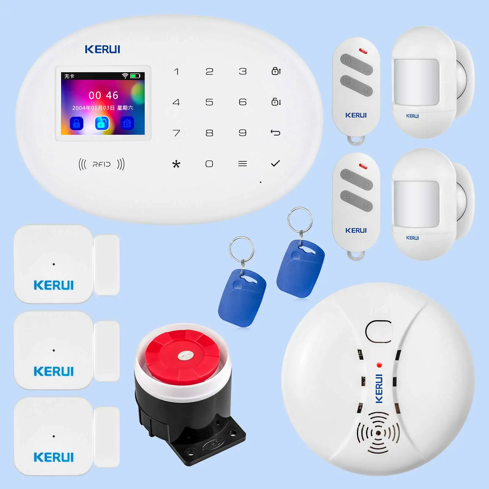 Mini Pir Sensor Kit KERUI W20 домашняя система охранной сигнализации сенсорный экран WiFi GSM Беспроводная интеллектуальная Alarme домашняя Противоугонная защита сигнализация - Цвет: Mini Pir Sensor Kit