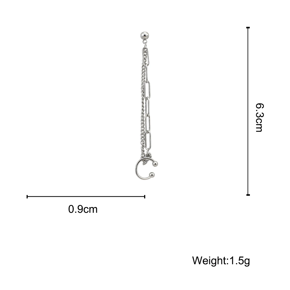 

AENSOA 1 PC Popular Metal Chain Painless Ear Clip Earrings for Men/Women Punk Silver Color Tassel Ear Pin Non Piercing Earrings