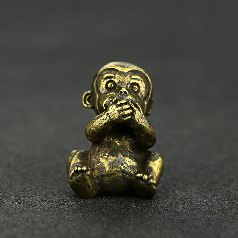 

Винтажные латунные фигурки 3 вида стилей обезьян, маленькие украшения, скульптура животного, для дома и офиса, Настольное декоративное украшение, забавный подарок