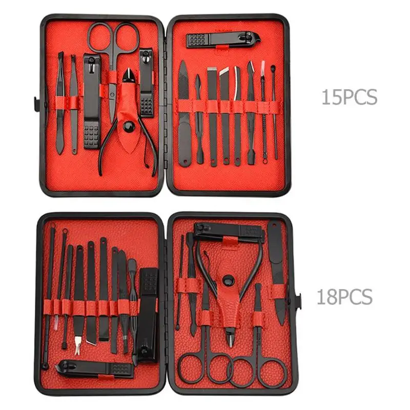 

Professional 15pcs/18pcs Stainless Steel Nail Clipper Trimmer Scissors Set Manicure Pedicure Tools Nail Art Tools Kit
