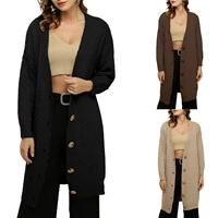 women cable knit sweater adults button down solid color long sleeve v neck cardigan