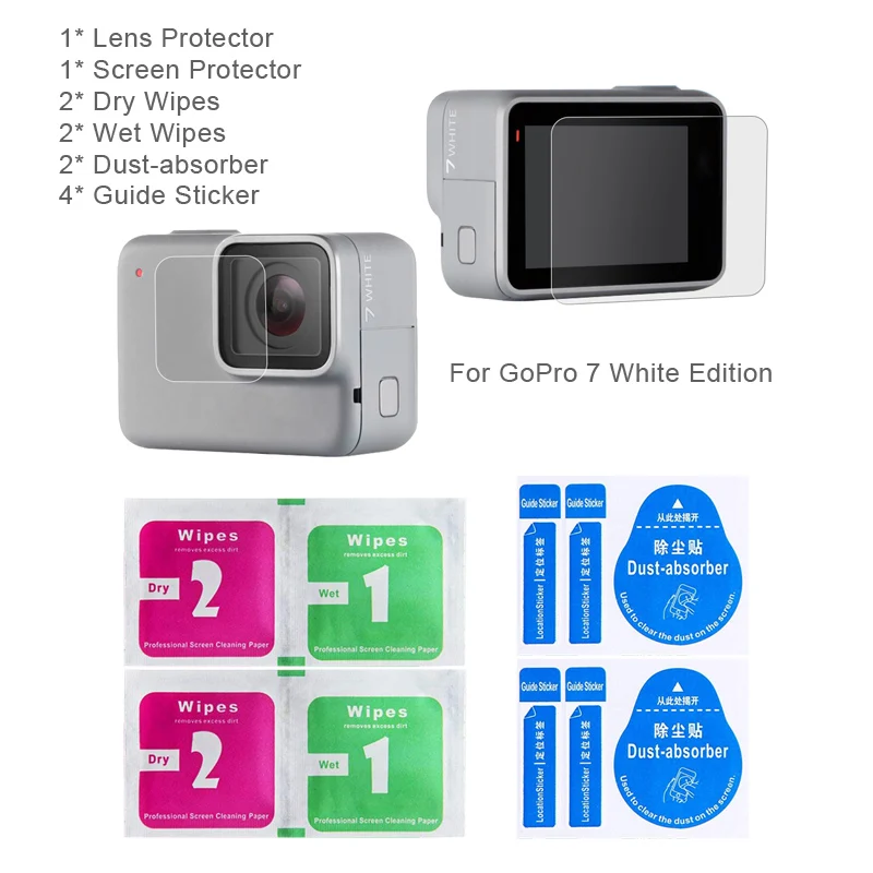 For GoPro 7 White Защита экрана для GoPro Hero 7 Black 6 5 Аксессуары защитная пленка Закаленное стекло для Go Pro Hero 7 белый и серебристый - Цвет: For GoPro 7 White