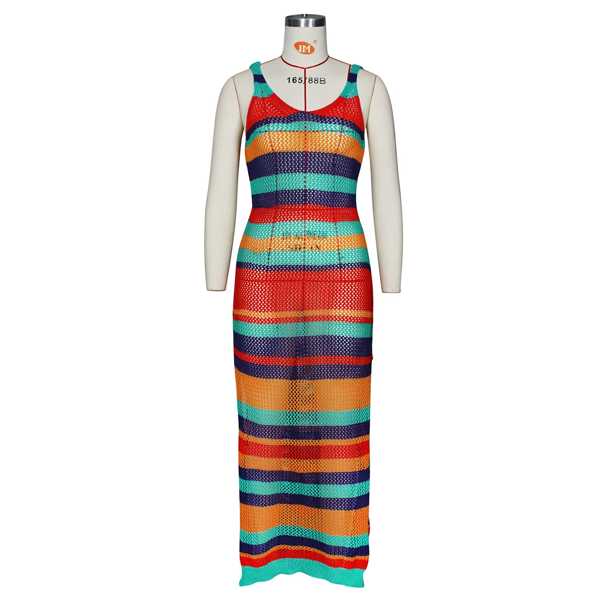 Женское летнее длинное платье-макси сексуальное Полосатое пляжное богемное