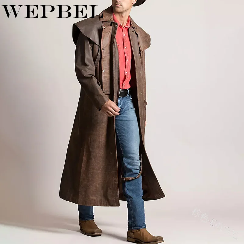 WEPBEL Greatcoat куртка для верховой езды в стиле стимпанк Ковбойское кожаное пальто