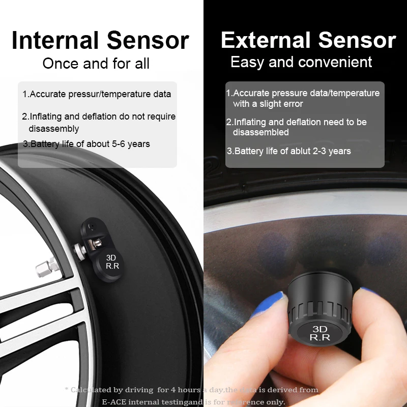 

2019 Car Tyre Pressure Monitoring System Security Alarm Systems Tyre Pressure Digital Display Solar Energy Power TD01 TD02