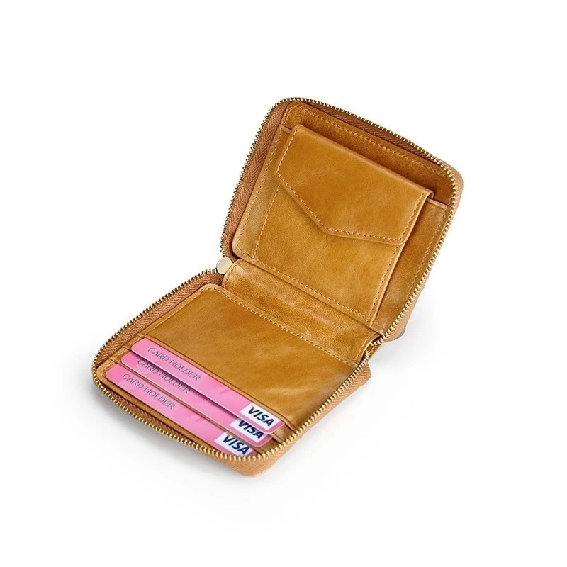 Верхний слой из воловьей кожи Rfid Противоугонный Кошелек для монет кожа Маленький