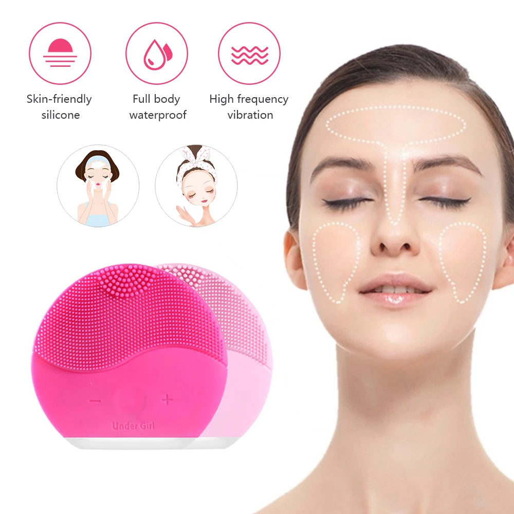 Ультразвуковая вибрационная электрическая щетка для чистки лица силиконовая