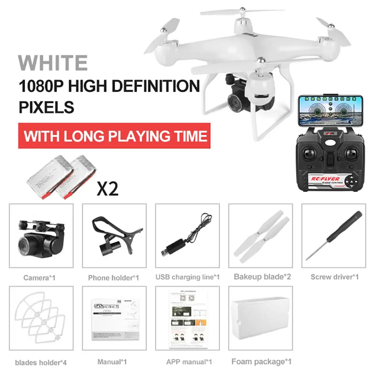 1080 White 2 Battery Дизайн 4K 1080 HD воздушная камера с широкоугольным квадрокоптером wifi FPV Режим высокой фиксации складной Дрон RC с батареей - Цвет: 1080 White 2 Battery