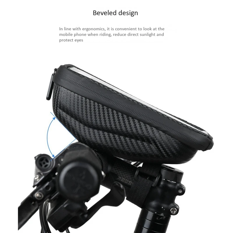 

Waterproof Hard Shell Bicycle Bag 6.5 Inch Phone Holder Shockproof Bike Top Tube Bag Handlebar Bag