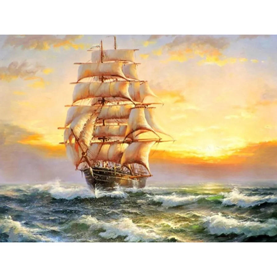 Diamond Painting Cross-Stitch Landscape Sailboat Embroidery Sale Full Drill Mosaic DIY Rhinestone | Дом и сад