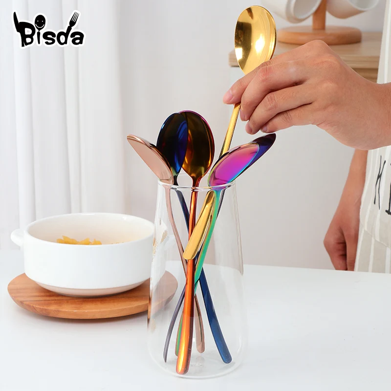 1 шт. столовая ложка из нержавеющей стали десертная с длинной ручкой для меда льда