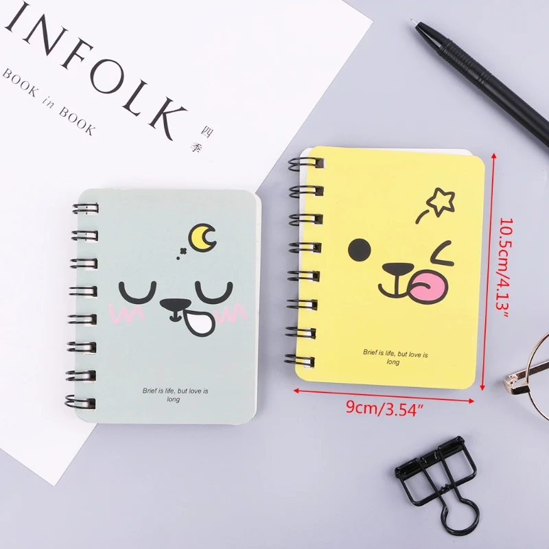 

Smiling Face Daily Office Supplies Planner Spiral Notebook Diary Memo Notepad