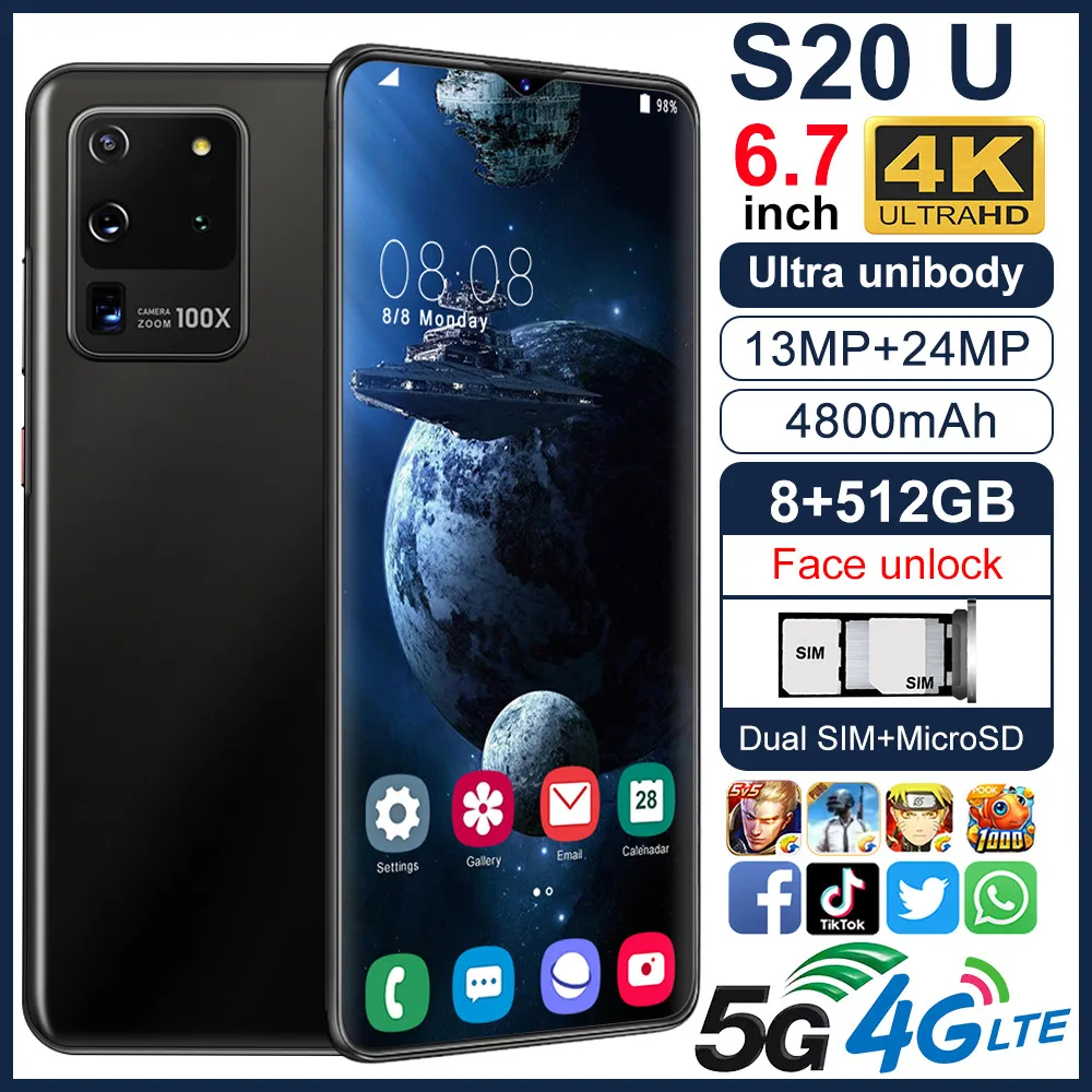 Смартфон S20U 3G телефоны MTK6799 Deca core 6 7 дюймов HD Мобильный телефон 1440*3040