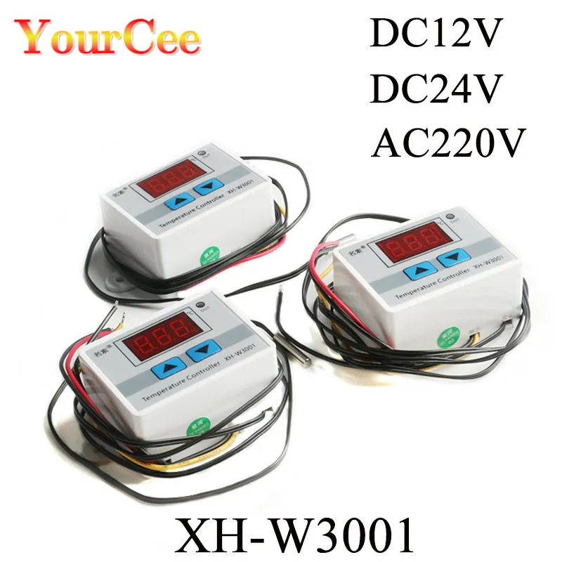 

12V/ 24V/ 110V /220V W3001 Digital LED Temperature Controller Digital LED 220v 10A Thermostat Control Switch Probe XH-W3001