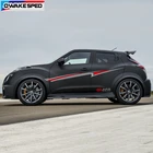 Двусторонние гоночные спортивные полосы для Nissan JUKE NISMO, автомобильные дверные полосы, наклейки, Декор кузова автомобиля, виниловые наклейки, аксессуары