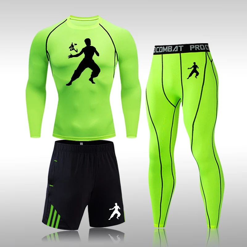 

Popular 3pcs/Set Men's Tracksuit Sport Suit Gym Fitness Compression Clothing Running Jogging Sport Wear Exercise Workout Tights