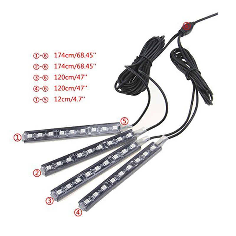 7 цветов светодиодный комплект освещения для салона автомобиля RGB автомобильный